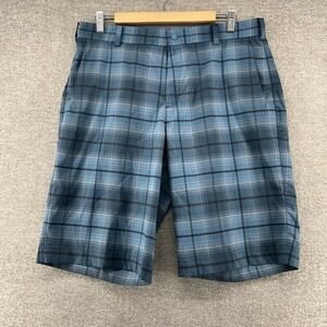 Nike Dri Fit Golf Shorts Men Size 34 Blue Plaid Performance Lightweight